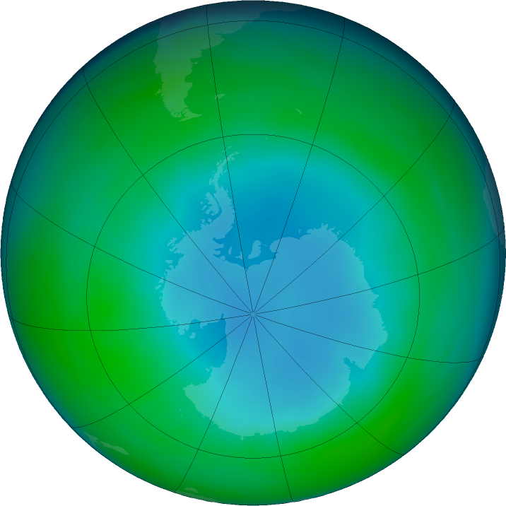 Antarctic ozone map for July 2022